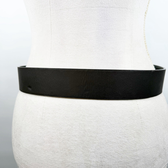 Zara Wide Statement Belt Brown Faux Leather Artsy Gold Tone Buckle Boho Size M - Picture 7 of 9